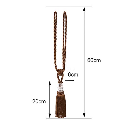 Tassel Curtain Tiebacks Handmade Curtain Tie Backs, Elegant Crystal Curtain Holdbacks for Home Office Decor (Coffee, 2P) - color: Coffee, size: 2P
