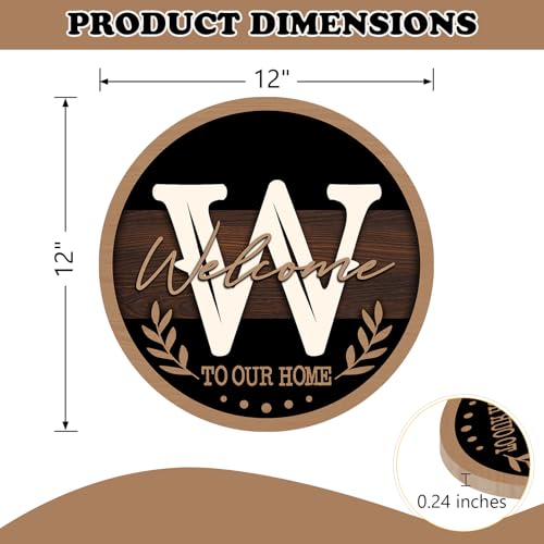 Monogram Letter W Front Door Sign, Welcome to Our Home Family Last - color: W