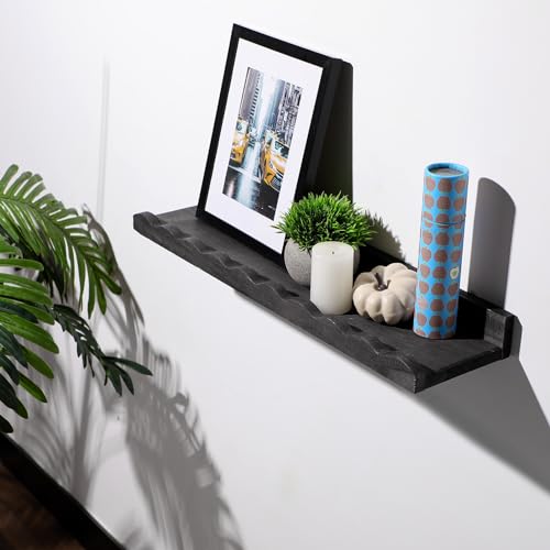 Suzile 2 Pcs Scalloped Floating Wall Shelves,23",Black - color: Black, size: 23"