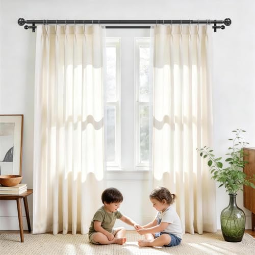 KAMANINA Double Curtain Rod 32 to 58 Inch, Adjustable Drapery Rods, Black - color: Black, size: 32-58"