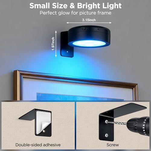 4-Pack Picture Lights for Wall, Rechargeable Wireless Poster Lights, Black - color: Black