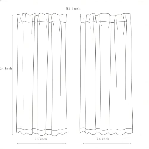 ALIGOGO White Cafe Curtains 24 inch Length Sets of 2 Chic Floral Lace Small Curtains for Camper Windows Basement Panels 2 Foot 26 W x 24 L Inch - color: White 1, size: 26"W x 24"L (Pack of 2)