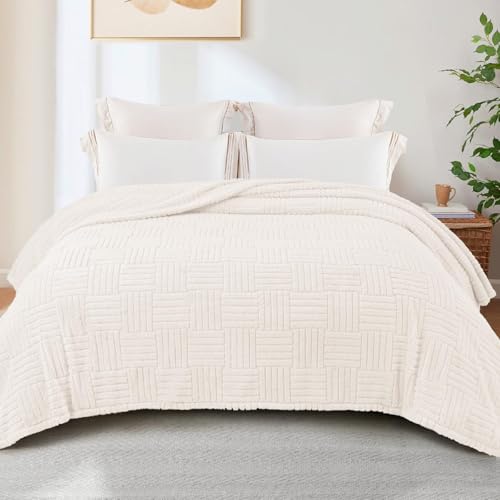 Whale Flotilla Lightweight Fleece King Size Blanket for Bed, Ivory - color: Ivory, size: King(90x104 Inch)