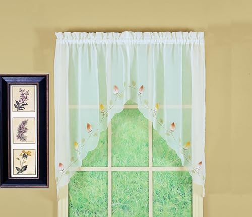 Today's Curtain,Vineyard 3-D Appliqué,Swag 38", Ecru, 60" W x 38" L - color: Ecru, size: 60"W x 38"L (Pack of 1)