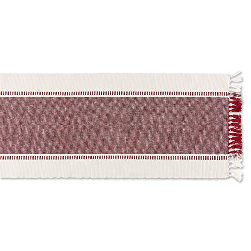 DII Dobby Stripe Table Runner, 13x72, Redwood & Cream Background - color: Redwood, size: 13x72"