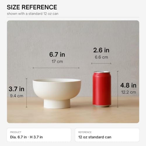 WENSHUO Pedestal Bowl, Decorative Ceramic Fruit Bowl, 6.7 in, Matte Crème - color: Matte Crème, size: 6.7"