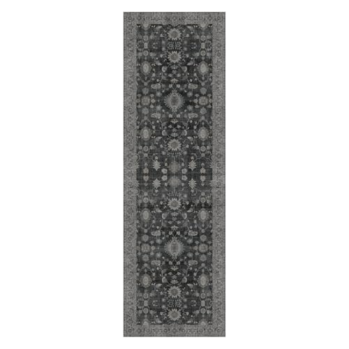 GENIMO 2.5x8 Non Slip Runner Rug, Washable Lightweight Hallway Charcoal - color: Charcoal, size: 2'6" x 8' (Rectangular)