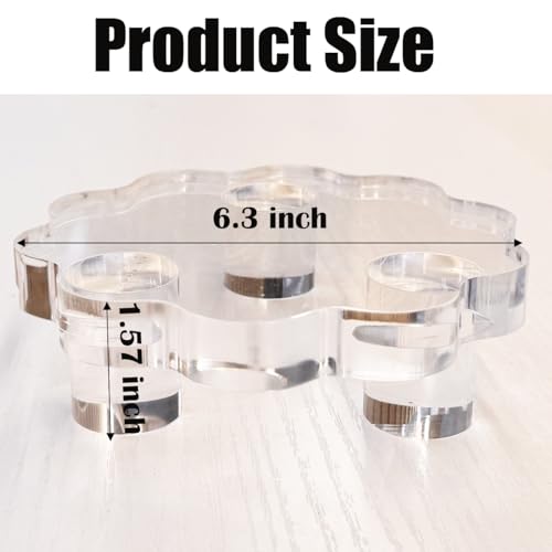 2 Pack Scalloped Acrylic Risers for Diaplay, Thick Clear Pedestal Stands Candle Tray Riser, Double as Tabletop Jewelry Pland Holder Mini Cake Stand for Home Decor (6.3 inch) - size: 6.3 inch