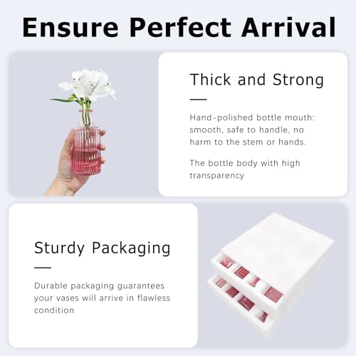 SUPMIND 16Pcs Pink Glass Bud Vases in Bulk for Wedding Table Centerpieces - color: Pink