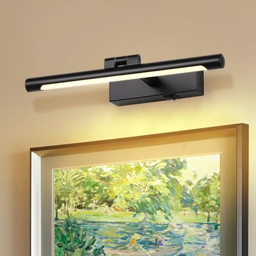 12.6 Inch Black Battery Operated Picture Light with Remote - color: Black, size: 12.6 In