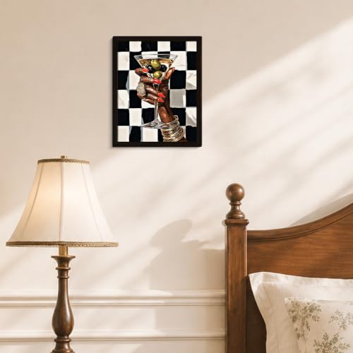 BIQRP Black Woman Hand Martini Cocktail Wooden Wall Art - color: Cocktail2