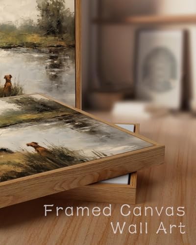 ZZLWBKGL Vintage Framed Wall Decor Boy Fishing Canvas Wall Art 12x16in - color: Boy Fishing, size: 16"L x 12"W