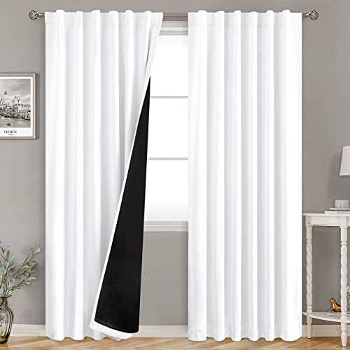 BGment Pure White Blackout Living Room Curtains 84 inches Long for Bedroom - color: Pure White, size: 52"W x 84"L (Pack of 2)