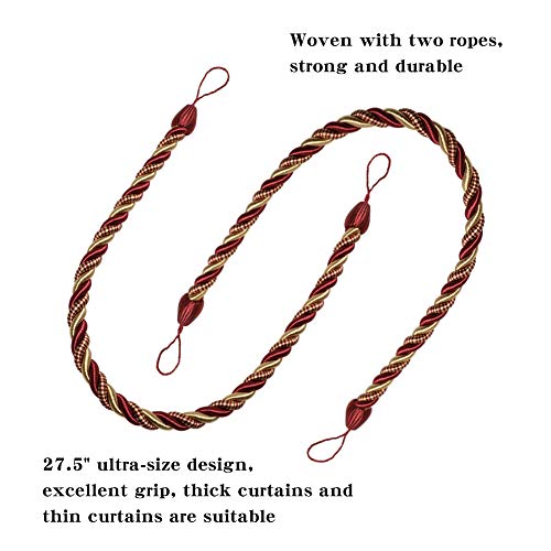 BEL AVENIR Curtain Tiebacks Ropes Tie-Backs,Handmade Holdbacks(Mix Red,4P) - color: Mix Red, size: 4pack