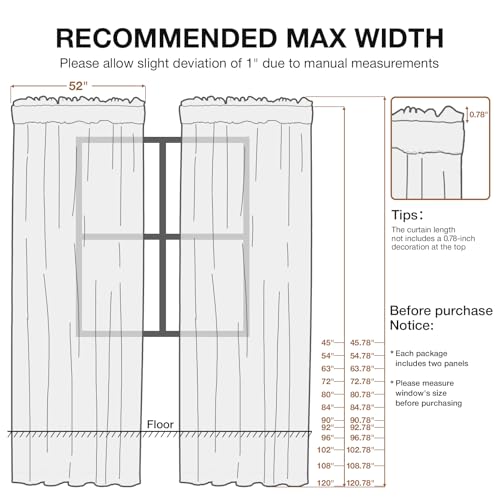 Anmao Cream Semi Sheer Light Filtering Short Curtains 45 Inches Long 2 Panels, Leaf Pattern Drapes for Living Room Bedroom, Rod Pocket Sheer Window Treatments with Floral Design, 52x45 Inch, Ivory - color: Cream Leaf, size: 52"W x 45"L (Pack of 2)