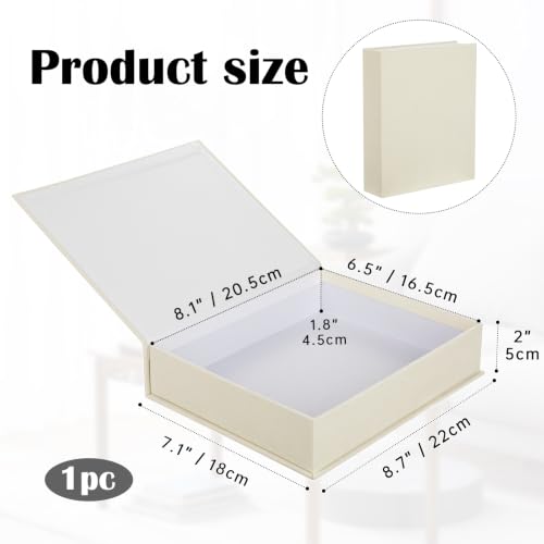 Decorative Storage Box, Cream White Book-Shaped Velvet Gift Box with Lid - color: Cream White