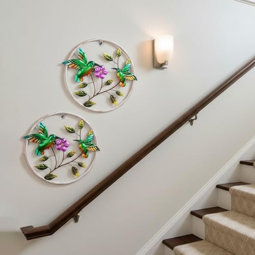 Newinhome 2 Pieces Hummingbird Wall Art Metal Bird Decor - color: 2 Pcs hummingbird