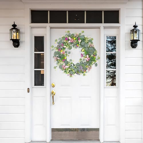 Flower Garland Artificial Daisy Garlands Floral Vines 3D Butterfly - color: Butterfly Eucalyptus, size: 2PCS