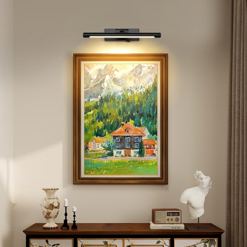 12.6 Inch Black Battery Operated Picture Light with Remote - color: Black, size: 12.6 In
