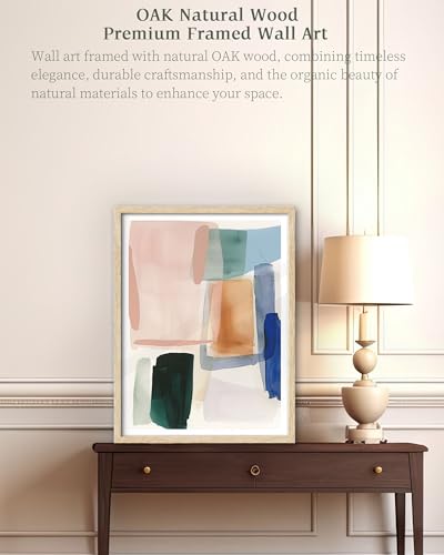 iHery 12x16in Geometric Color Block Framed Abstract Wall Art - color: OAK Framed Contemporary, size: 16"L x 12"W