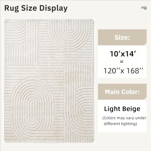 Beige Solid Area Rug 10x14 Large Washable Soft Rugs for Living Room - color: Light Beige, size: 10' x 14' (Rectangular)