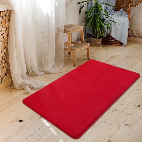 Amearea Modern Washable Runner Rugs, 2x4 Feet Red Bedroom Runner Rug - color: Red, size: 2' x 4' (Runner)