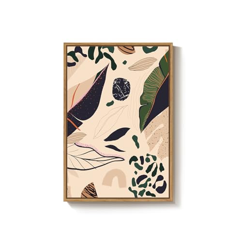 Framed Boho Abstract Tropical Botanical Wall Art for Living Room, 24x36 In - color: Earth Tones, size: 36"L x 24"W