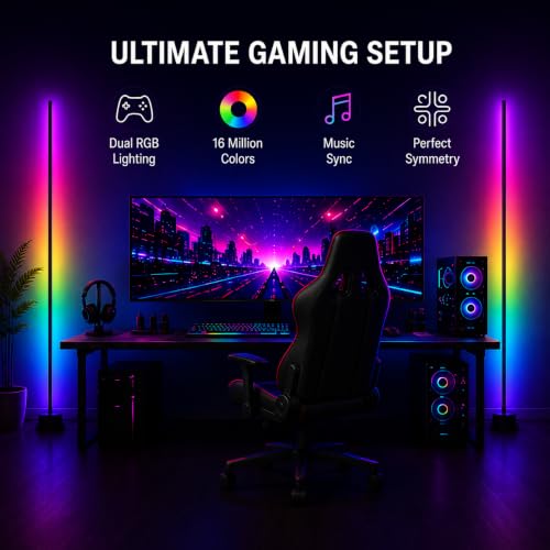 RGB Corner Floor Lamp for Gaming Room, APP Control - color: 2_Pack