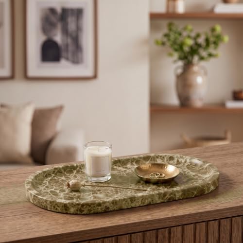 YKAJO Crystal Coffee Brown Oval Marble Tray, 11.8x5.9 Perfume Organizer - color: Crystal Coffee Brown, size: 11.8" x 5.9" x 0.6"