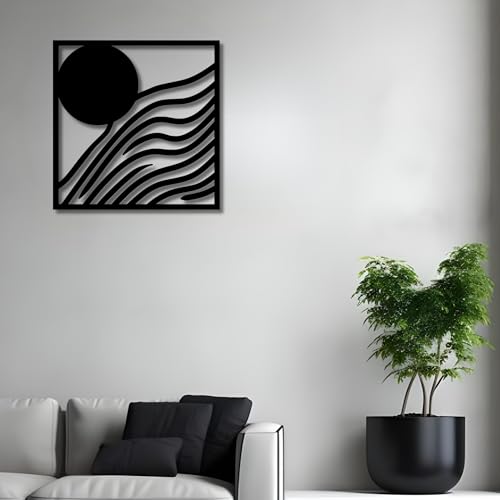 Metal Wall Decor | 17'' x 17'' x 0.05'' Abstract Modern Art Themed Wall Decorations | Handmade Indoor and Outdoor Wall Art (17'' x 17'', Abstract Modern, Black) - size: 17'' x 17'', style: Abstract Modern