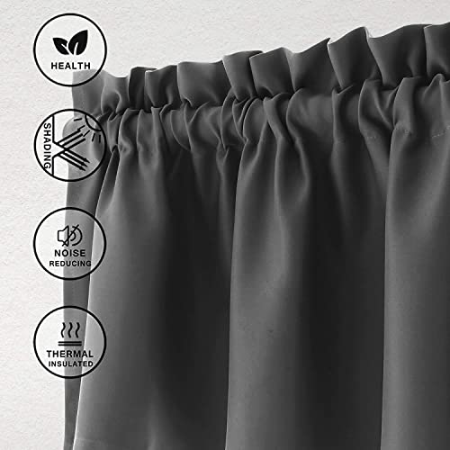 Hiasan Dark Grey Valance Curtains for Window 52 x 18 Inches 1 Panel - color: Dark Grey, size: 52"W x 18"L (Pack of 1)