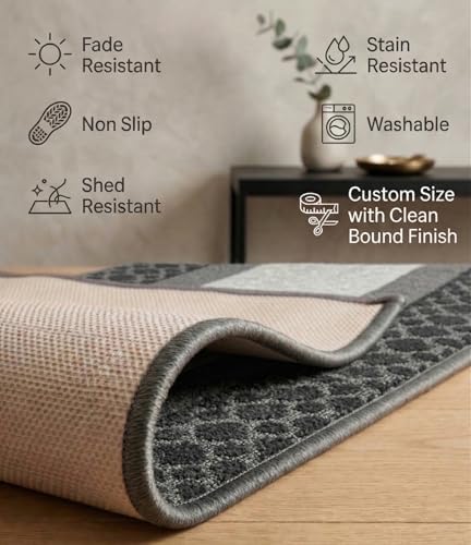 Custom Size Hallway Runner Rug, 31" x 3', Non Slip, Washable - color: Chain Grey, size: 2'7" x 3' (Runner)