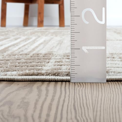 Abani Cream Area Rug for Living Room, Bedroom -Mid-Century Modern- 6' x 9' -Durable & Easy to Clean - size: 6'x9'