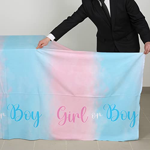 Gatherfun Gender Reveal Party Supplies Disposable Tablecloth Plastic Waterproof Table Cover for Boy or Girl Gender Reveal Party Baby Shower Birthday Decorations, 3 Pack 54X108inch - style: Gender Reveal