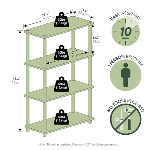 Furinno Turn-N-Tube Toolless 4-Tier Storage Shelves, Espresso - color: Espresso/Black, size: 4-Tier Round Tube