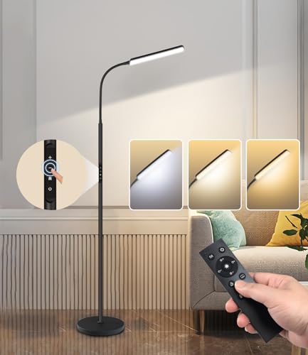 Dimunt LED Floor Lamp, Stepless Adjustable 3000K-6000K Colors, Black - color: Black