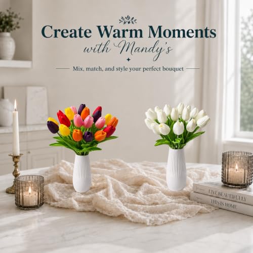Mandy's 20 Stems Multicolor Artificial Tulip Flowers for Home Centerpieces - color: Multicolor 20pcs