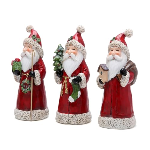 Hodao Santa Claus Decorative Figurine - Home Decor - Autumn Thanksgiving - Handcrafted - Perfect Choice for Christmas Home Decor and Indoor Holiday Display(3 PCS) (Red) - color: Red