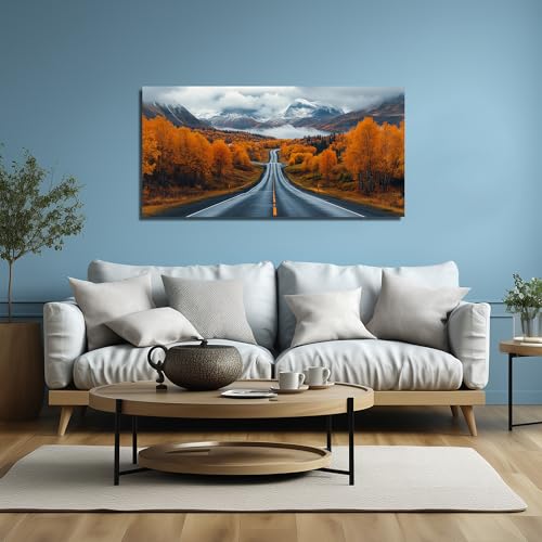 Ouzzlie Tree Wall Art White Art for Living Room - color: brown, size: 48"L x 24"W