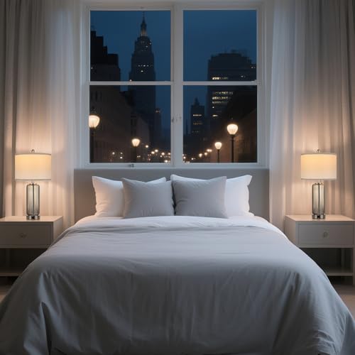 WIHTU Modern 27" Touch Table Lamp, Gray Glass Beside Lamps, Dimmable - color: Gray