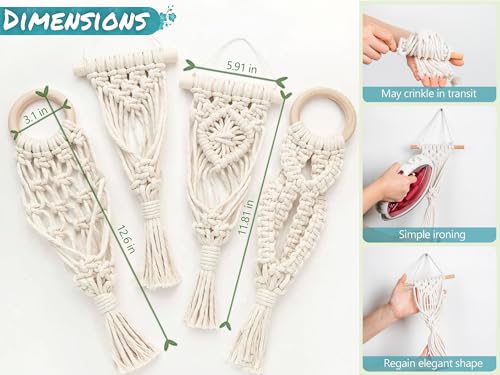 Melphoe 4 Pack Air Plants Holders Stand Air Fern Macrame Plant Hanger Indoor Hanging Planter Basket for Tillandsias Display, Boho Home Decoration Gift Idea