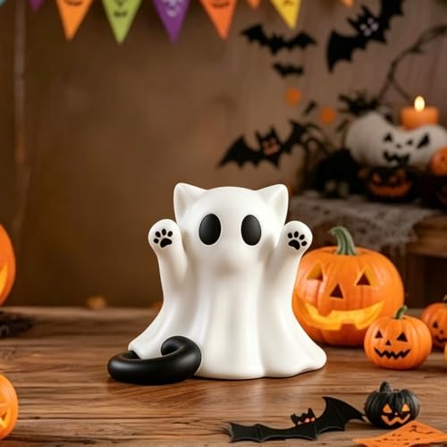 1 Pcs Halloween Ghost Figurine Spooky Unique Cat Mini Figurines - color: Styl 1