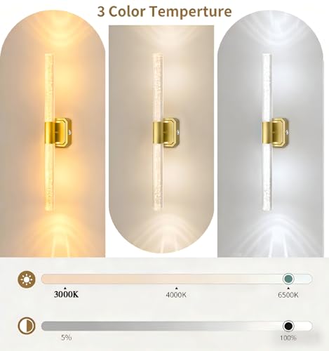 Gold Wall Sconces Battery Operated , Rechargeable Wall Lights Set Of 2 - size: 20.5 Inch-2PK
