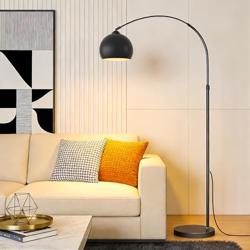 Black Minimalism Arc Floor Lamps with 12W LED Remote Dimming - color: Black Remote Dimming