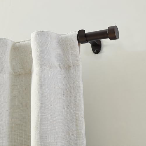 Serena Single Curtain Rod with Contemporary Cap Finial, Antique Bronze - 32"W x 78"L - color: Antique Bronze, size: 32"W x 78"L