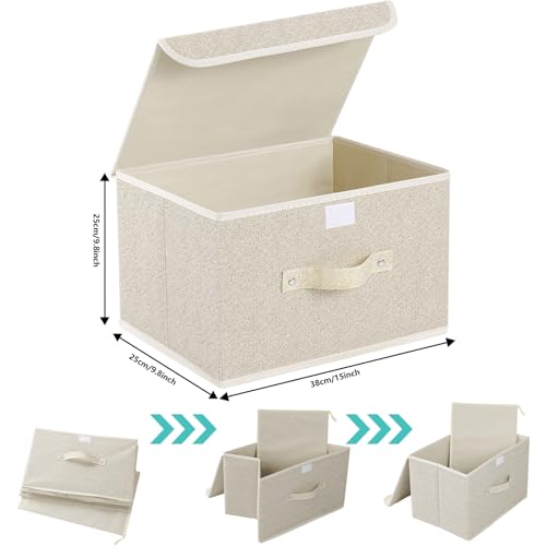 Storage Bins with Handles,Grey and Beige,15x9.8x9.8in,1 Pack - color: Beige/Gray, size: 15x9.8x9.8in(1-pack)