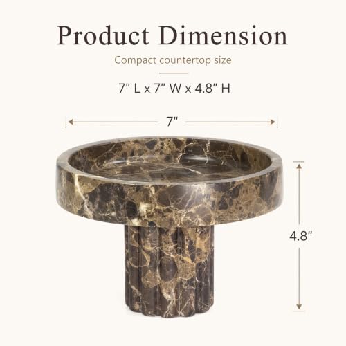 YMXYJM,Natural Marble Pedestal Tray,Decorative Tray,Brown - color: Brown