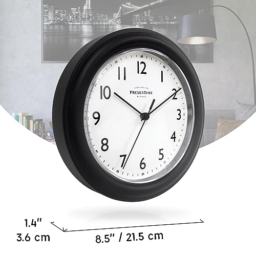 Presentime 8.5" Modern Farmhouse Essential Wall Clock - color: Black