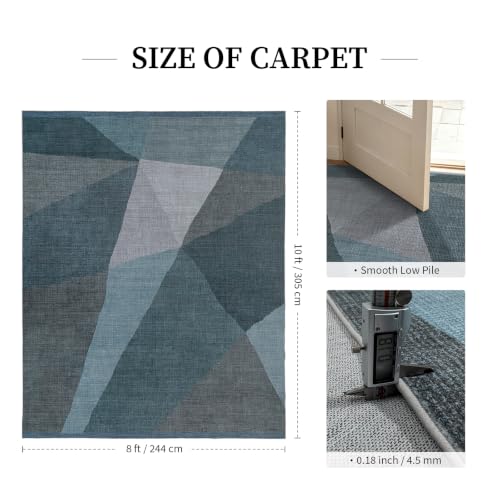 YIHOUSE Mid Century Modern Rug, Washable Non-Slip Low Pile, Blue, 8x10 ft - color: Blue, size: 8' x 10' (Rectangular)
