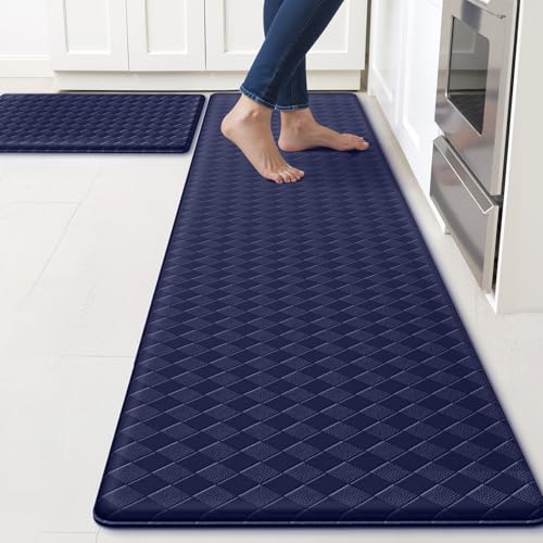 TranquilRelax Kitchen Mats, Cushioned Mats with Extra-Long Runner, Blue - color: Blue, size: 2-Piece | 30"+71" | Standard